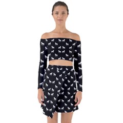 Silhouette Graphic Horses Pattern 7200 Off Shoulder Top With Skirt Set by dflcprints