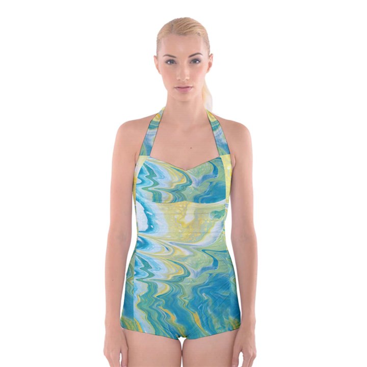 Melting Boyleg Halter Swimsuit 