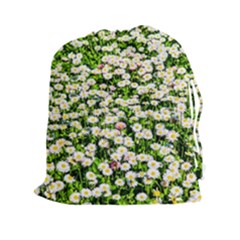 Green Field Of White Daisy Flowers Drawstring Pouches (xxl) by FunnyCow