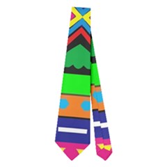 Distorted Colorful Shapes And Stripes                                         Necktie by LalyLauraFLM