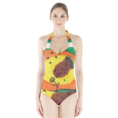 Pirana Eating Flower Halter Swimsuit by snowwhitegirl