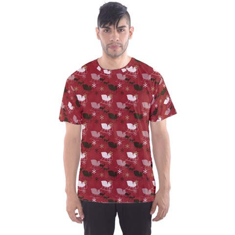 Snow Sleigh Deer Red Men s Sports Mesh Tee by snowwhitegirl