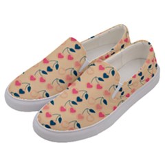 Heart Cherries Cream Men s Canvas Slip Ons by snowwhitegirl