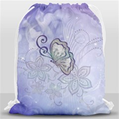 Wonderful Butterlies With Flowers Drawstring Bag (large) by FantasyWorld7