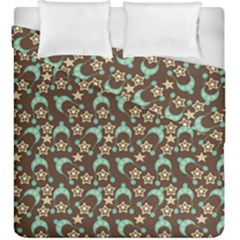 Brown With Blue Hats Duvet Cover Double Side (king Size) by snowwhitegirl