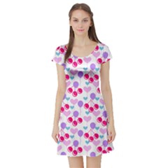 Pastel Cherries Short Sleeve Skater Dress by snowwhitegirl