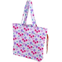 Pastel Cherries Drawstring Tote Bag by snowwhitegirl