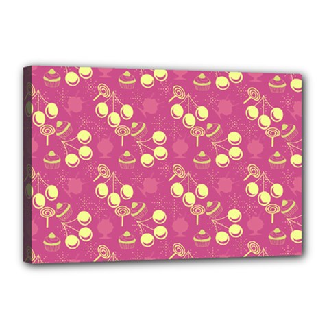 Yellow Pink Cherries Canvas 18  X 12  by snowwhitegirl