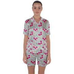 Bubblegum Cherry Satin Short Sleeve Pyjamas Set by snowwhitegirl