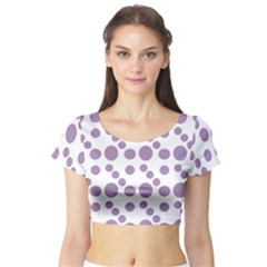 Violet Dots Short Sleeve Crop Top by snowwhitegirl