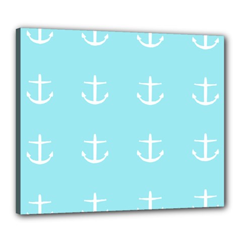 Aqua Anchor Canvas 24  X 20  by snowwhitegirl