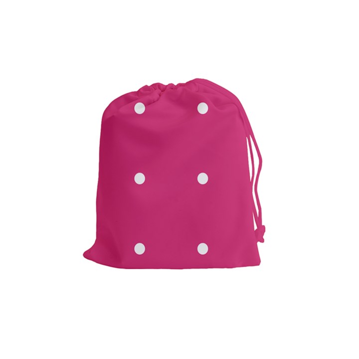 Small Pink Dot Drawstring Pouch (Medium)