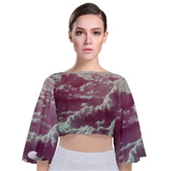 In The Clouds Pink Tie Back Butterfly Sleeve Chiffon Top by snowwhitegirl