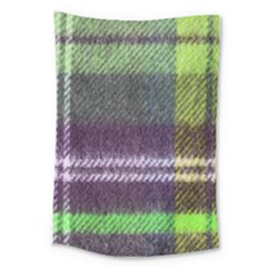 Neon Green Plaid Flannel Large Tapestry by snowwhitegirl