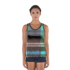 Blue Plaid Flannel Sport Tank Top  by snowwhitegirl