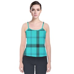 Aqua Plaid Velvet Spaghetti Strap Top by snowwhitegirl