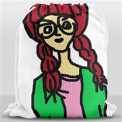 Nerdy Girl Drawstring Bag (large) by snowwhitegirl