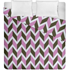 Zigzag Chevron Pattern Pink Brown Duvet Cover Double Side (king Size) by snowwhitegirl