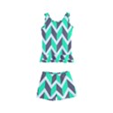 Zigzag Chevron Pattern Green Grey Kid s Boyleg Swimsuit View1