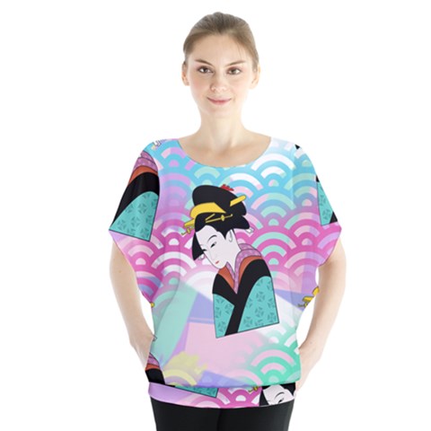 Japanese Abstract Blouse by snowwhitegirl