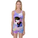 Japanese Abstract Blue One Piece Boyleg Swimsuit View1