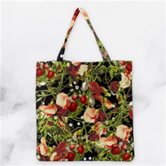 Fruit Blossom Black Grocery Tote Bag by snowwhitegirl