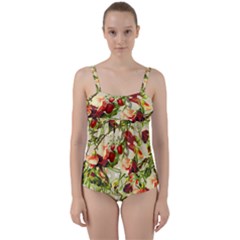 Fruit Blossom Beige Twist Front Tankini Set by snowwhitegirl