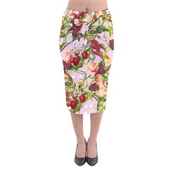 Fruit Blossom Pink Velvet Midi Pencil Skirt by snowwhitegirl