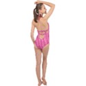 Knitted Wool Bright Pink Halter Front Plunge Swimsuit View2