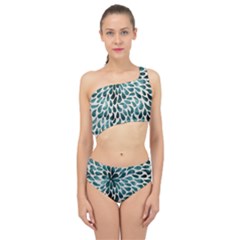 Teal Abstract Swirl Drops Spliced Up Two Piece Swimsuit by snowwhitegirl