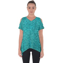 Aqua Glitter Cut Out Side Drop Tee by snowwhitegirl