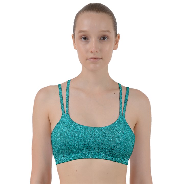 Aqua Glitter Line Them Up Sports Bra