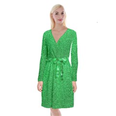 Green Glitter Long Sleeve Velvet Front Wrap Dress by snowwhitegirl