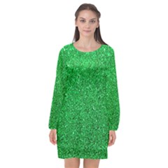 Green Glitter Long Sleeve Chiffon Shift Dress  by snowwhitegirl