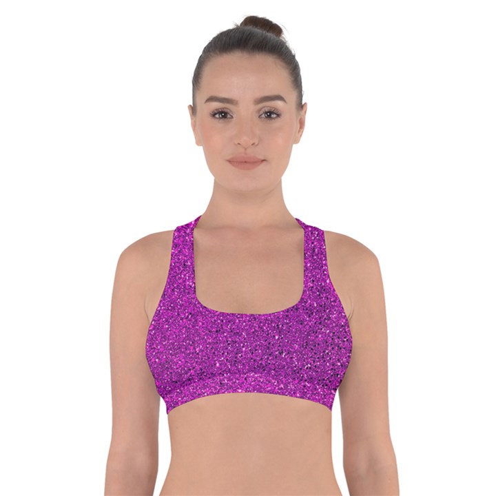 Pink  Glitter Cross Back Sports Bra