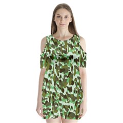 Brownish Green Camo Shoulder Cutout Velvet One Piece by snowwhitegirl