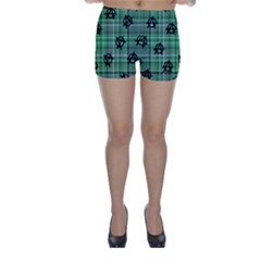 Green  Plaid Anarchy Skinny Shorts by snowwhitegirl