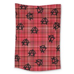 Red Plaid Anarchy Large Tapestry by snowwhitegirl