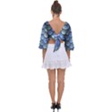 Blue Mermaid Scale Tie Back Butterfly Sleeve Chiffon Top View2