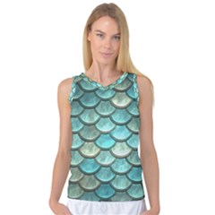 Aqua Mermaid Scale Women s Basketball Tank Top by snowwhitegirl