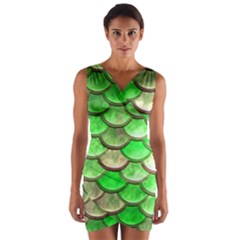 Green Mermaid Scale Wrap Front Bodycon Dress by snowwhitegirl