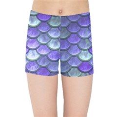 Blue Purple Mermaid Scale Kids Sports Shorts by snowwhitegirl