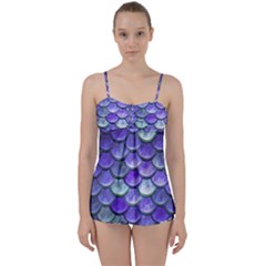 Blue Purple Mermaid Scale Babydoll Tankini Set by snowwhitegirl