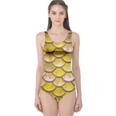 Yellow  Mermaid Scale One Piece Swimsuit by snowwhitegirl