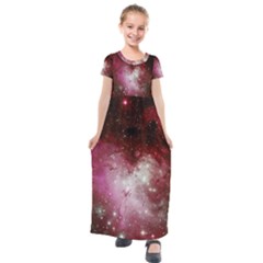 Nebula Red Kids  Short Sleeve Maxi Dress by snowwhitegirl