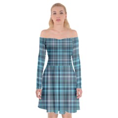 Teal Plaid Off Shoulder Skater Dress by snowwhitegirl