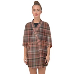 Peach  Plaid Half Sleeve Chiffon Kimono by snowwhitegirl