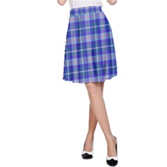 Blue Teal Plaid A-line Skirt by snowwhitegirl