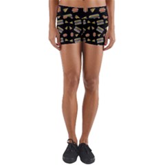 Fast Food Black Yoga Shorts by snowwhitegirl