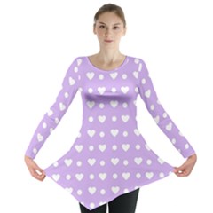 Hearts Dots Purple Long Sleeve Tunic  by snowwhitegirl